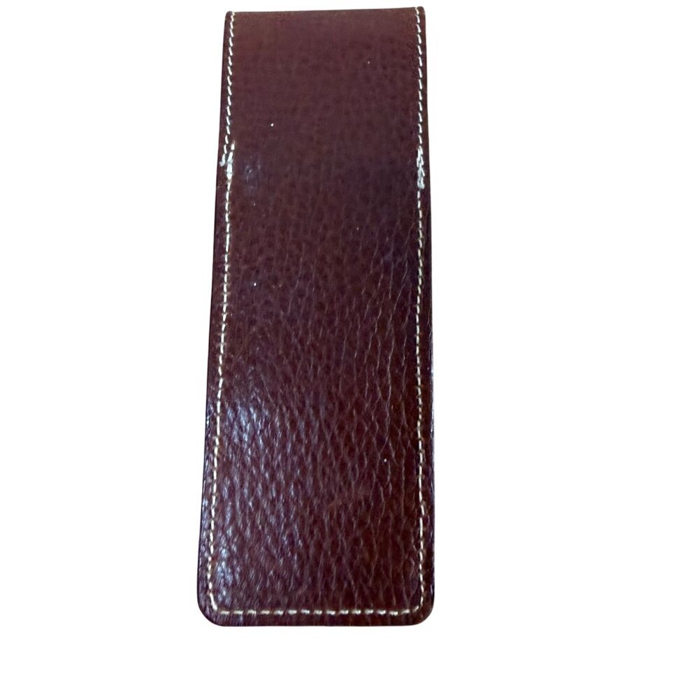 Mephisto Brown Leather Pen Holder White Stitching Organizer Pouch Academia - Picture 2 of 7